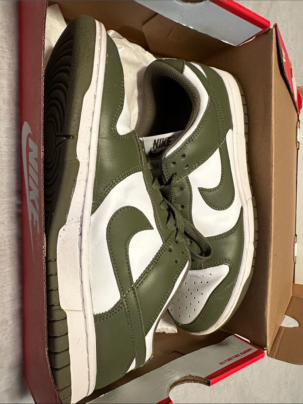Nike Men’s Low-Top Sneakers in Olive Green and White